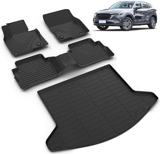 All Weather Car Floor Mats & Cargo Liner Set Fit for Mazda CX-5 2017-2022 Floor Liners Trunk Liner CX5 Cargo Mat Accessories Black