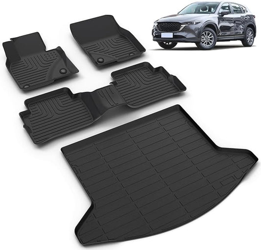 All Weather Car Floor Mats & Cargo Liner Set Fit for Mazda CX-5 2017-2022 Floor Liners Trunk Liner CX5 Cargo Mat Accessories Black