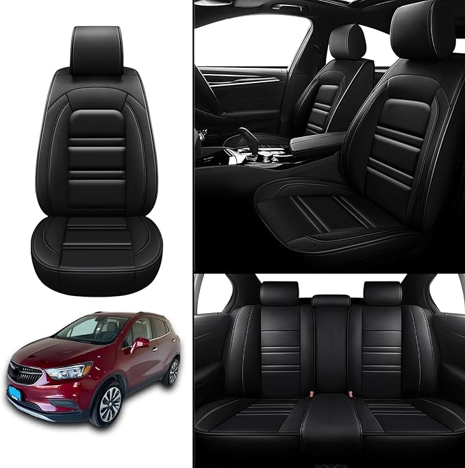 Seat Covers for Buick Encore 2013-2022 | 5-Seats Leather Seat Covers, Easy to Install Automotive Seat Covers Full Set (Full Set, Black)
