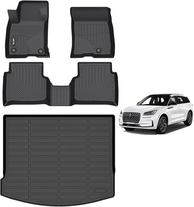AIPOIL® Floor Mats & Cargo Liner Set for Lincoln Corsair 2020-2025 (Not for Hybrid) All Weather Protection TPE Anti-Slip Automotive Full Set Custom Car Mats Accessories - Black