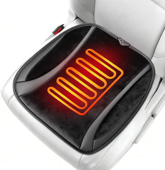 Leather Car Seat Cover for Winter - Soft Short Plush Fuzzy Car Seat Cushion with Non-Slip Bottom, Universal Fit for Car Truck SUV Driver Passenger Seat & Driver Seat, Home Office Use (Black-3)