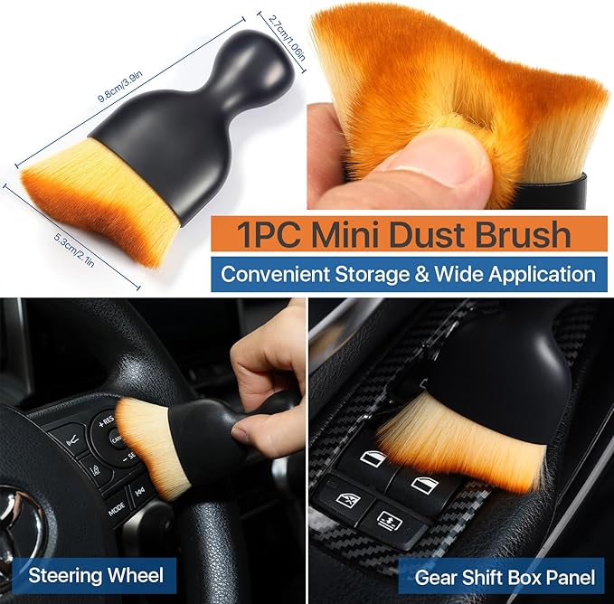 Armrest Cover with Mini Brush for Toyota RAV4 2019-2025, Leather Center Console Cover Middle Console Lid Cover Pad Protector for 2020 2021 2022 2023 2024 RAV 4 Hybrid Interior Accessories
