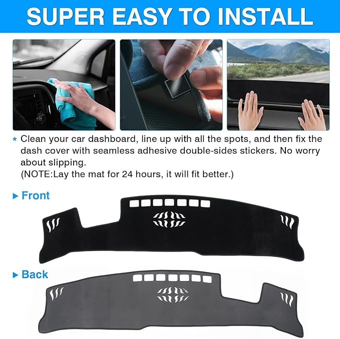 Autorder Dashboard Cover Mat Fit for 2024 2025 Kia EV9 Accessories Dash Cover Upgrade Velvet Dash Mat Sunshade Glare UV Rays Protector (with HUD)