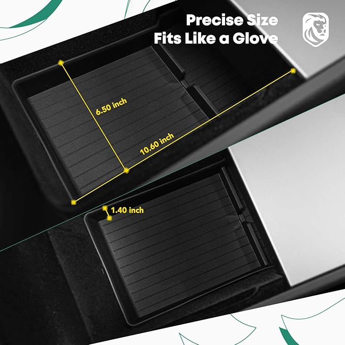 YHTAUTO Armrest Lower Tray Fit 2024 2025 Tesla Model 3 Highland, Center Armrest Lower Bottom Storage Box with Non-Slip Interior Accessories 1PC