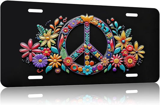 World Peace.Front License Plate Aluminum Decorative License Plates Funny Metal Car Plate 6"X12" Novelty Vanity Tag Cover with 4 Holes Car Decor Accessory (LVCP25109017)