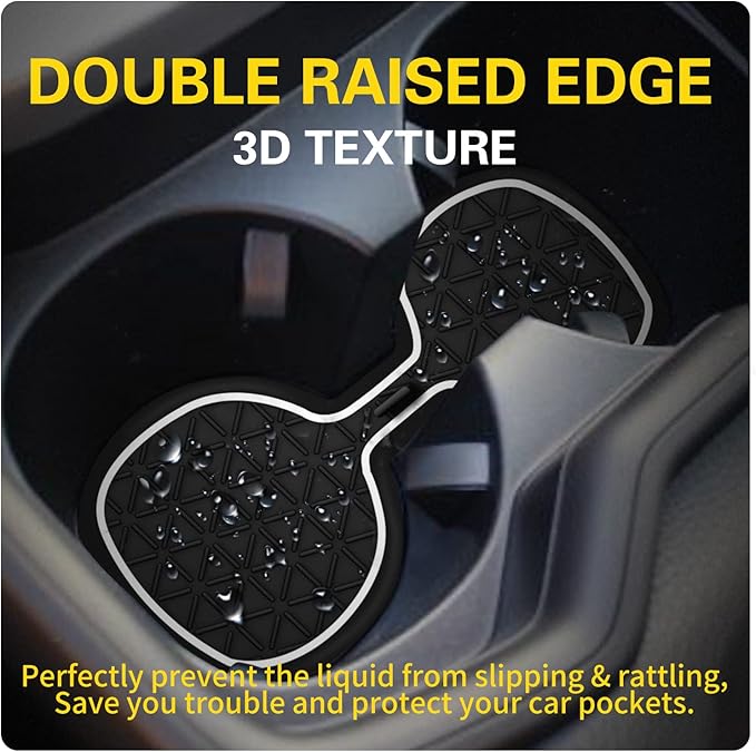 Premium Liner Mat Accessories Compatible with Toyota RAV4 2019-2024 and 2021-2024 RAV4 Prime, Custom Fit Cup Holder, Door Pocket and Center Console Inserts (White Trim, 14-PCS)