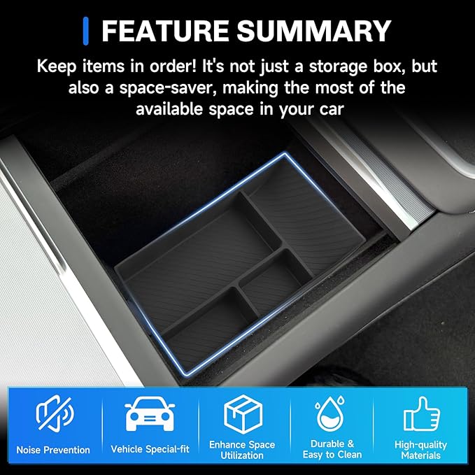 SXCY for 2025 2026 Tesla Model Y Center Console Organizer for 2026 Tesla Model Y Accessories Silicone Under Center Console Tray for 2026 Tesla Model Y Under Console Storage