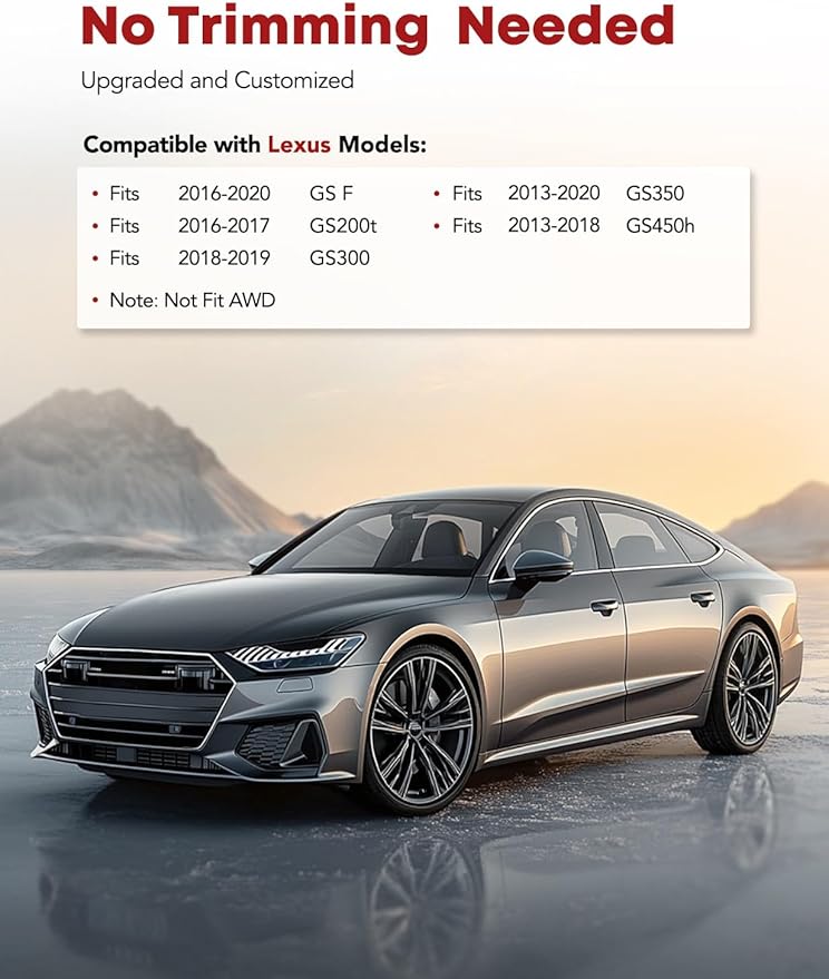 YHTAUTO Floor Mats Fit Lexus GS F GS200t GS300 GS350 GS450h Not fit AWD, TPE All Weather Car Mats Waterproof Anti-Slip Odorless Floor Liner, Interior Car Accessories Front & 2nd Row Liner
