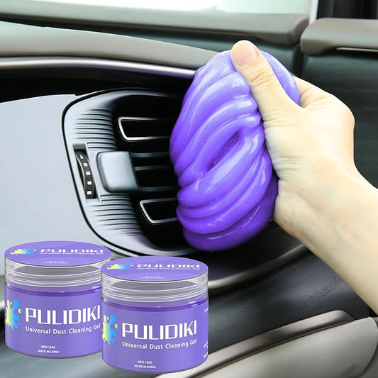 PULIDIKI Car Cleaning Gel Putty Auto Detailing Tools Interior Slime Cleaner Dust Car Accessories Stocking Stuffers Gifts for Men Women Teens White Elephant Gifts for Adults Mom Dad Purple (2Pack)