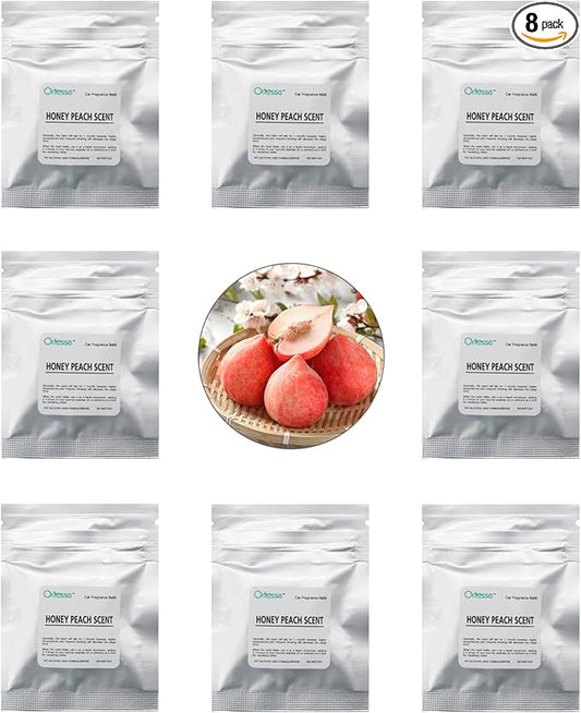 32pcs Honey Peach Car Air Freshener Refill Fragrance Tablets,8 Pack Peach Car Scents Pads for Air Freshener Vent Clips,1.7cm/0.7inches Diameters Aromatherapy Pads