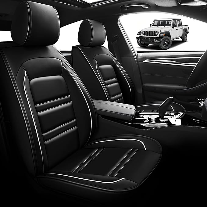 Seat Cover for JP Gladiator 2020-2025 | Car Seat Covers Front Seats, Waterproof Seat Protectors, Automotive Front Seat Covers (Front Seat, Black&White Line)
