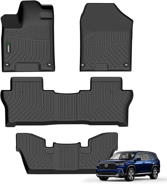 ANBINGO® Floor Mats Fit for Honda Pilot 2016-2022(Only Captain Seat / 7 Seat), Waterproof Car Mats All Weather Mats Guard Automotive Floor Liners Front& Rear& 3rd Row Full Set Black