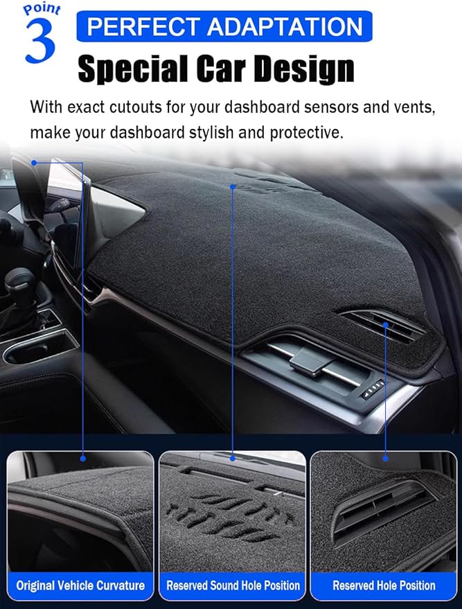 XITER Polyester Dashboard Cover Mat Carpet Dash Nonslip Sun Shade Mat Compatible For Ford 2018-2022 EcoSport.