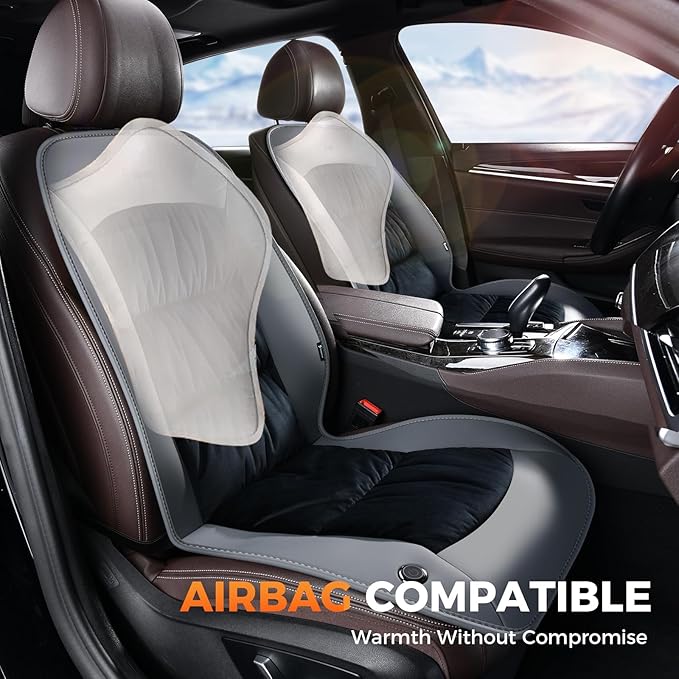 FLORICH Winter Car Seat Cushion Front Seat Cushion Protector Comfortable Furry Seat Cover Full Back and Seat Cushion for Driver or Passenger Universal Fit for Car SUV Truck Van, Gray, 1PCS