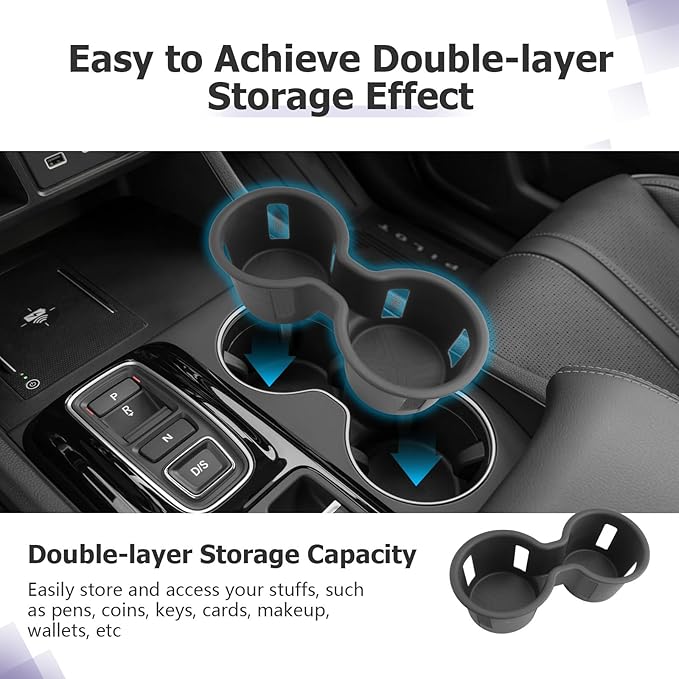 LUWU 2026 Passport Center Console Cup Holder Compatible with 2023 2024 2025 Pilot & 2026 Passport Interior Accessories Center Console Silicone Cup Holder Insert 2025 Pilot Accessories Black