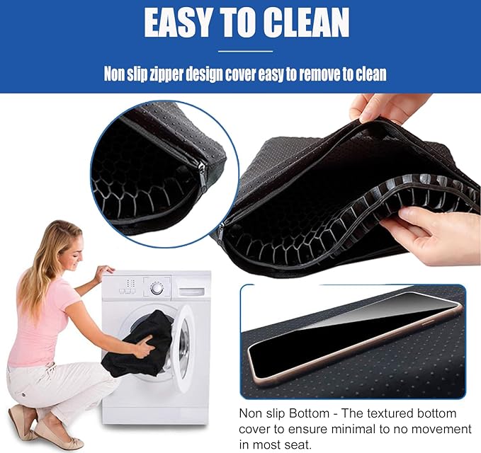 Gel Seat Cushion for Long Sitting Pressure Relief (Super Large&Thick) - Wheelchair Cushion for Pressure Sores, Coccyx, Sciatica, Back Pain Relief - Non-Slip Butt Pillow for Office, Home, Car