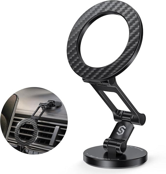 SYNCWIRE Fits MagSafe Car Mount, Magnetic Phone Holder for Car Dashboard, [Flexible Three-axis] 360° Rotation Magnetic Car Mount Strong Magnets Car Phone Holder for iPhone 17 16 15 14 Pro Max