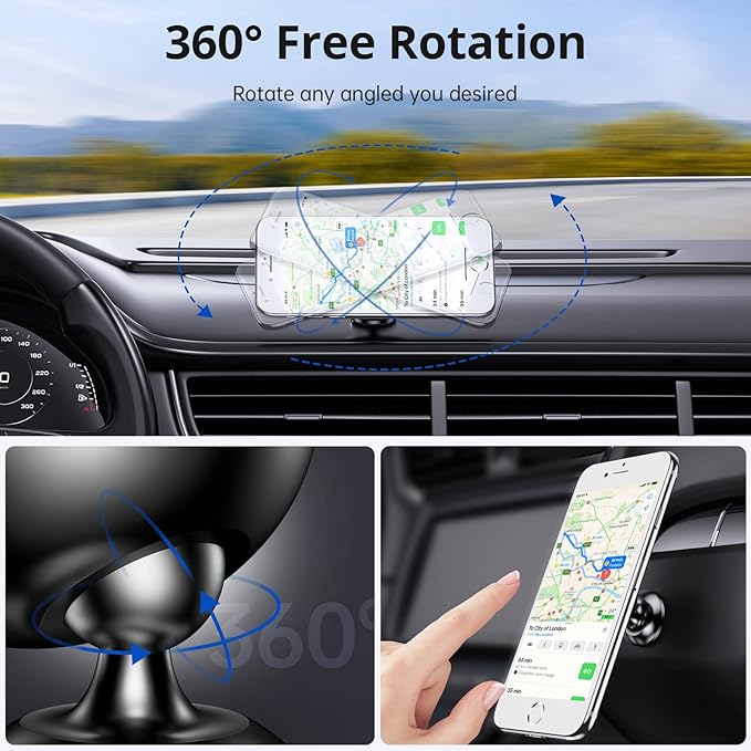 Syncwire Magnetic Car Phone Holder for Dashboard, Cell Phone Car Kits, 360° Adjustable Magnet Cell Phone Mount Compatible with iPhone, Samsung, LG, GPS, Mini Tablet and More