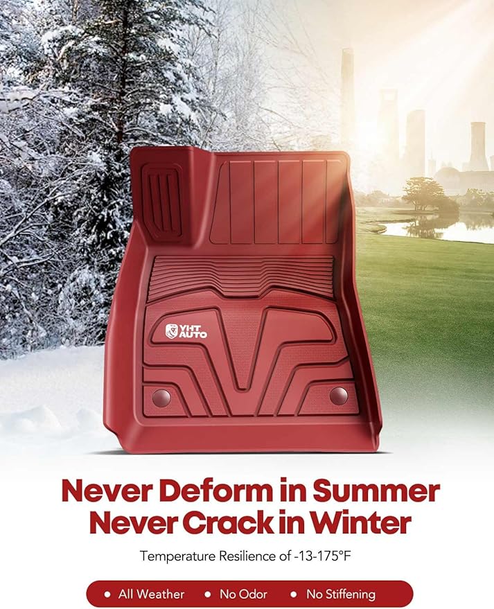 YHTAUTO Custom Fit Red Floor Mats for Tesla Model 3 2020 2019 2018 2017, All Weather TPE Car Carpet, Front Rear Trunk Storage Cargo Liner, Lower Storage Mat, Anti-Slip Waterproof Orderless, Set of 6