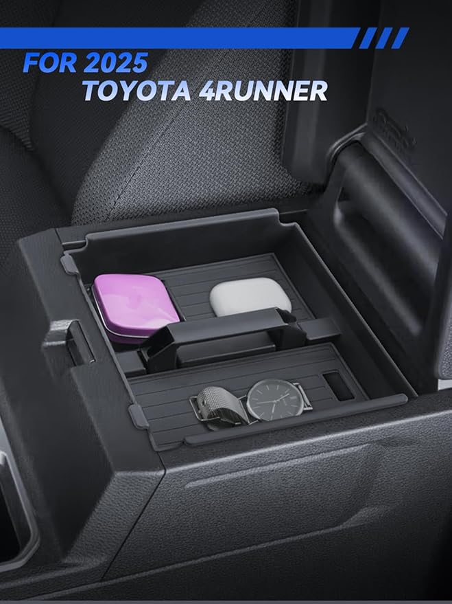 for 4Runner Center Console Organizer 2025 6th Gen Toyota 4Runner Accessories Armrest Tray Middle Storage Box Insert Container Durable ABS Plastic