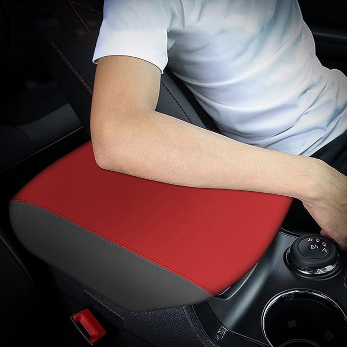 AOMSAZTO Console Covers for 2011-2019 Ford Explorer Black with Red Leather