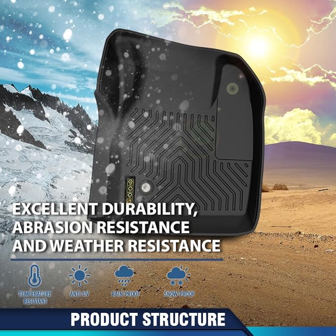 PIT66 Floor Mats Compatible with Ford F150 Super Crew 2015-2025 (Fit 22-24 Lightning Models) w/o Fold Flat Storage (Heavy Duty) 3-Piece All Weather TPE Cargo Liners