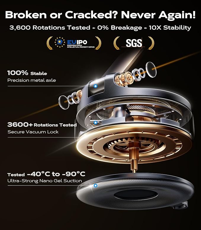 VICSEED 2026 Upgraded Car Phone Holder for Magsafe Car Mount [85 LBS Strongest Suction] Vacuum Magnetic Phone Holders for Your Car 360° Adjustable Car Phone Mount for iPhone 17 Pro Max 16 15 14 13 12