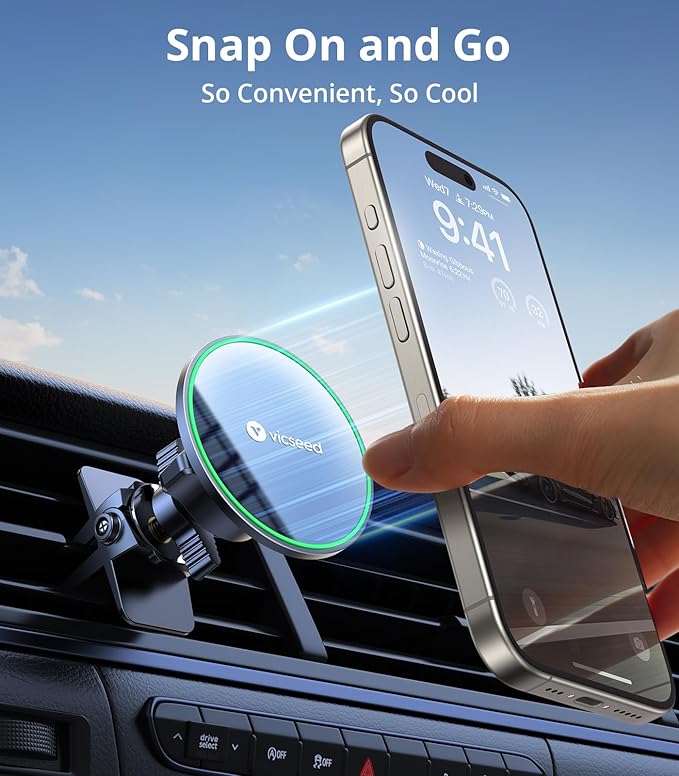 VICSEED for MagSafe Car Mount [Upgraded Strongest Magnet Power] Magnetic Phone Holder for Car Vent 360 Adjustable Magnetic Car Phone Holder Mount for iPhone 16 Pro Max 15 14 13 12 Plus Mini