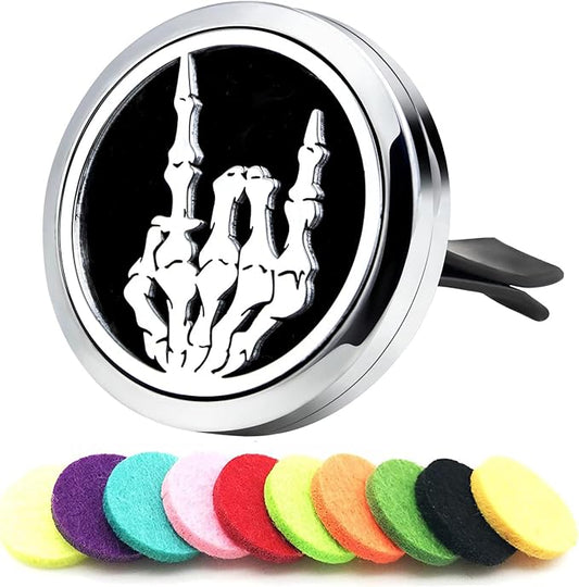 30mm Car Essential Oil Diffuser Vent Clips Air Freshener Vent Clip Aromatherapy Car Accessories 10 Felt Pads for Gift Women (Punk Rock Roll)