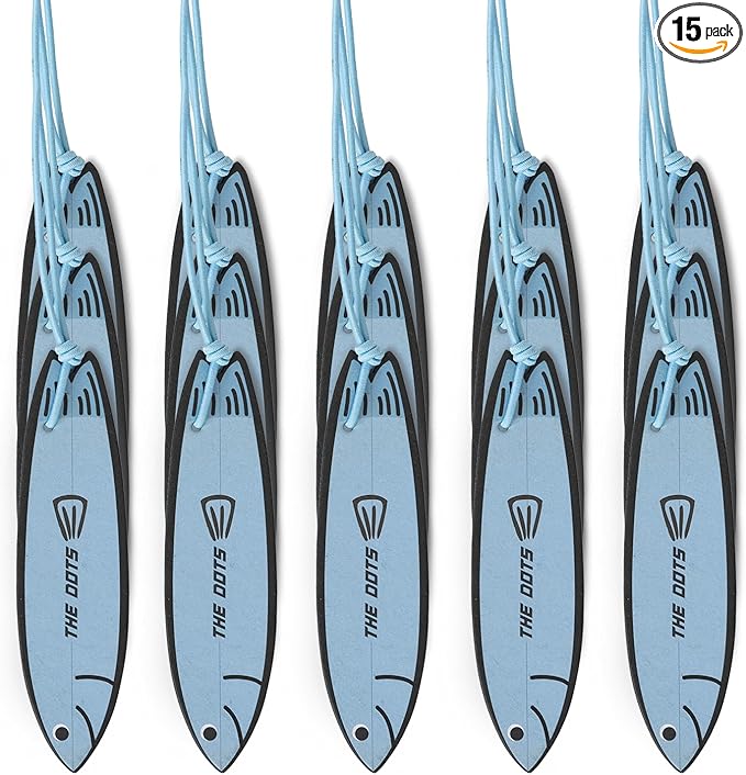 THEDOTS 15 Pack Orange Blossom Leather Surfboard Hanging Car Air Fresheners, Detachable Message Cards with Surfing Art, Long-lasting Scent for Car & Home