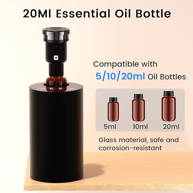 Diffuserlove Waterless Essential Oil Diffusers Car Aromatherapy Diffuser Rechargeable Travel Cordless Air Diffuser for Home Room Office Portable Scent Machine Metel Black