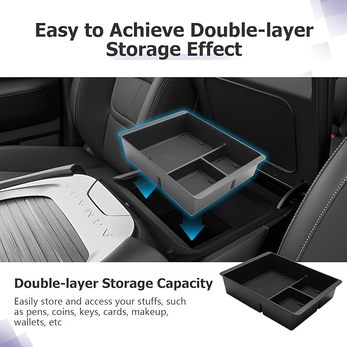 LUWU 2026 Armada Center Console Organizer Tray Compatible with 2025 2026 Nissan Armada Accessories 2025 2026 Armada SV/SL/Platinum Armrest Console Organizer Armrest Organizer Insert Tray Black 2-Pack