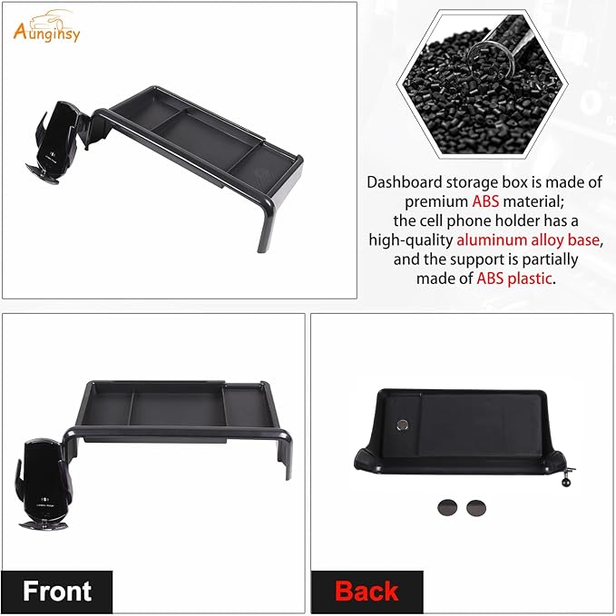 Aunginsy Center Console Dash Storage Tray with Phone Holder Compatible with Kia Telluride 2020-2022 Dashboard Storage Box Organizer Mobile Phone Mount Bracket Dash Storage Tray Interior Accessories