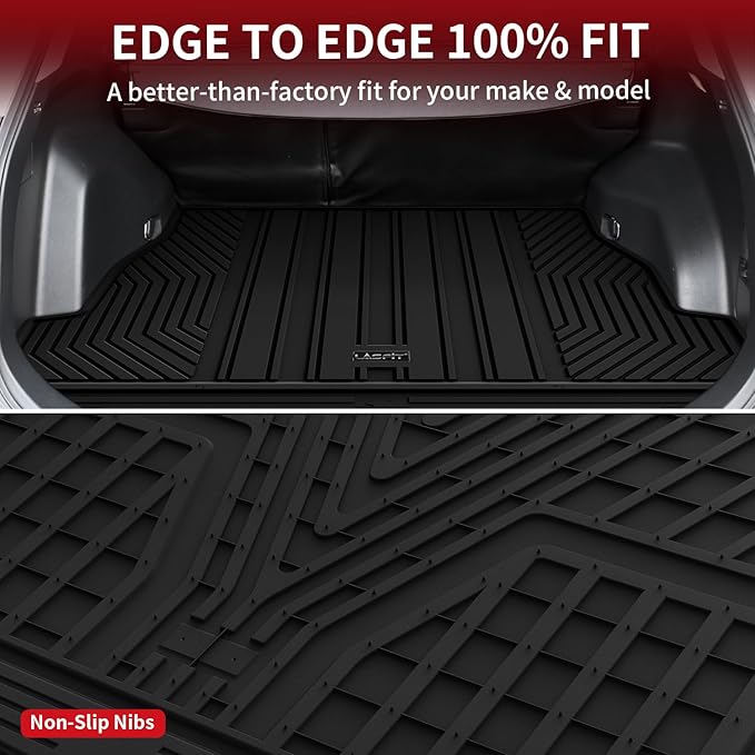 LASFIT Trunk Mats Fit for 2019-2025 Toyota RAV4 Hybrid and Gasoline (Not for Prime), All Weather Custom Fit TPE Cargo Liner, Black