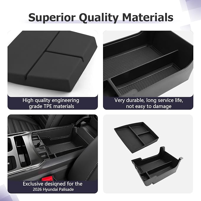LUWU for 2024 Edge Center Console Tray Set 2021 2022 2023 2024 Ford Edge Accessories Dashboard Center Console Organizer Armrest Storage Box Tray 2PCS