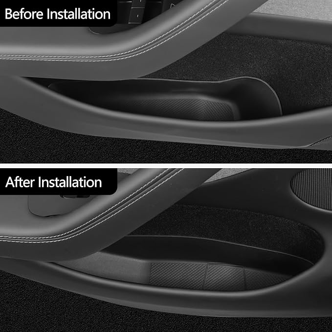 4PCS Door Side Pocket Storage Box for TeslaModel Y Juniper 2025 Front& Rear Door Pocket InnerOrganizer Trays TPE for Model Y Juniper Access