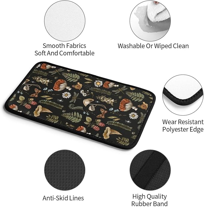 Vintage Magic Witch Mushroom Fern Witchcraft Auto Center Console Armrest Pad Universal Car Center Console Cover Seat Box Cover for Sedan, Van, SUV, Truck Car Accessorie