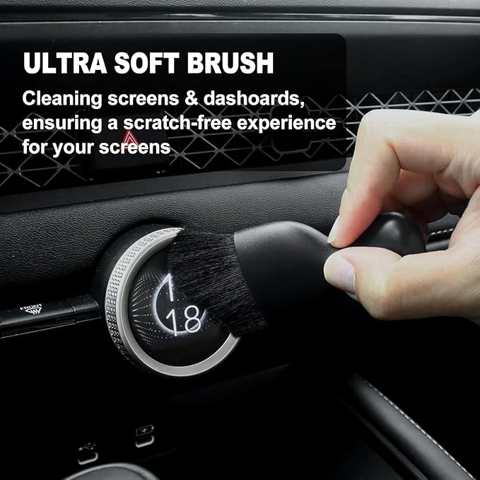 7PCS Car Detailing Brush Set, Ultra Soft Boars Hair Car Interior Detailing Brushes, Car Interior Detailing Kit, Car Cleaning Gel Supplies Kit, Car Dust Brush, Car Accessories for Truck, Suv, Interior