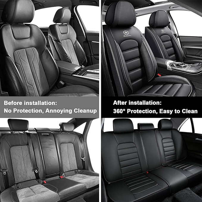 5 Seat Covers for Toyota RAV4 2000-2026 Breathable Car Seat Covers,Anti-Slip Waterproof Car Seat Protectors with Airbag,Automotive Vehicle Cushion with Storage Pockets (Standard,Black)