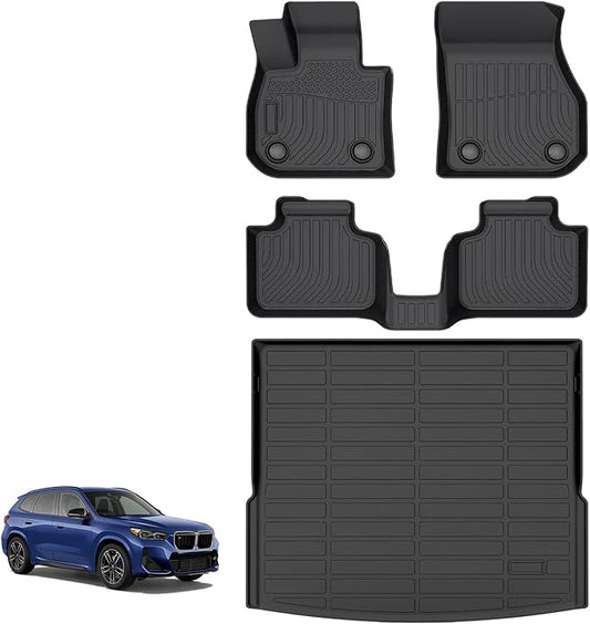 for BMW X1 Floor Mats 2023 2024 2025, TPE Heavy Duty All Weather Custom Car Floor Mat Cargo Liner Anti-Slip Waterproof Easy to Clean Accessories for BMW X1 2023-2025