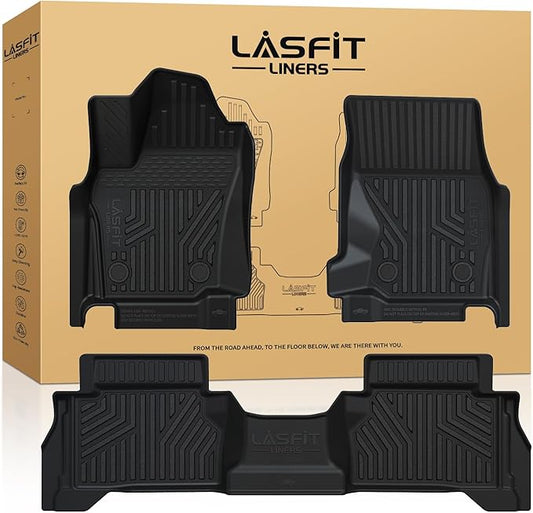 LASFIT Floor Mats for Toyota Tacoma 2024 2025 2026 Double Cab Auto Trans (Not fit Hybrid) All Weather Floor Liner for Tacoma TRD/SR/SR5/limited TPE Custom Fit Car Mats Front&Rear 2 Row Mats
