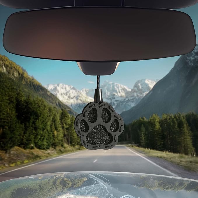 Wood Car Air Freshener — Handmade Car Air Freshener — Paw Designed Fragrance Oil Diffuser in Wooden Gift Box — Aromatherapy Gift Set with Mountain Rain Fragrance Oil - 10 ml