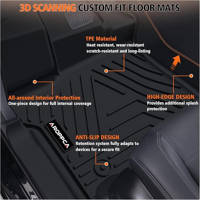 All Weather Floor Mats Cargo Liner for Ford Mustang Mach E 2021-2025 (NOT for Ford Mustang), TPE Rubber Floor Liners Anti-Slip Full Set Automotive Mats for 2025 Mustang Mach E Accessories