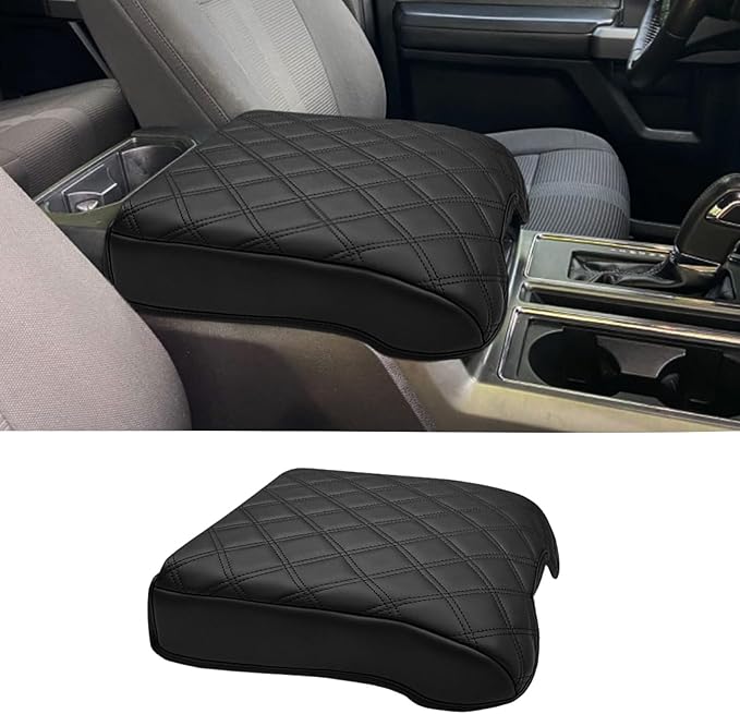 Xaido Center Console Cover for 2015-2020 Ford F150 / 2017-2022 F250 F350 F450 & 2018-2024 Expedition, Leather Armrest Protector Pad (Bucket Seat Only)