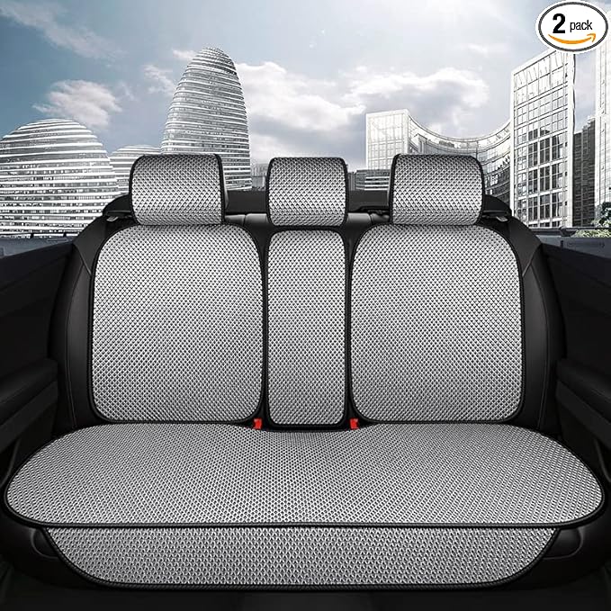 Auto Newer Luxury Breathable Rear Bench Car Seat Cover Fit Four Seasons, Back Seat Protector，Universal Rear of Car Seat Cushions,Universal Fit for 95% Cars,SUV,Pickup,Van（Rear Seat,Grey
