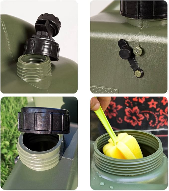 DESERT & FOX Water Container with Spigot 2.6/4.8/6.6Gal PE Water Storage Carrier Portable Green Bucket for Camping Hiking Picnic BBQ(Green 6.6Gal)