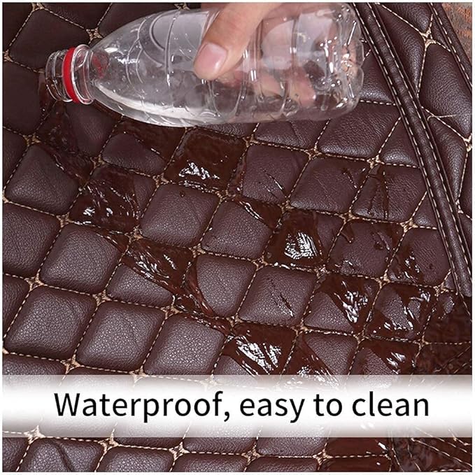 Custom Fit Car Floor Mats - Full Coverage Automotive Leather Floor Liners for Most Vehicles by MingyunSM (Black & Beige)