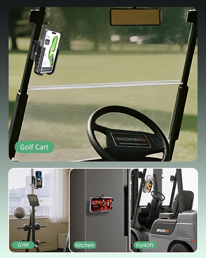 Golf Cart Phone Holder, 360° Adjustable Universal Golf Magnetic Phone Mount Compatible with iPhone Google Pixel EZGO Club Car Yamaha Icon Golf Cart Accessories Golf Gifts for Friend Men Husband Dad