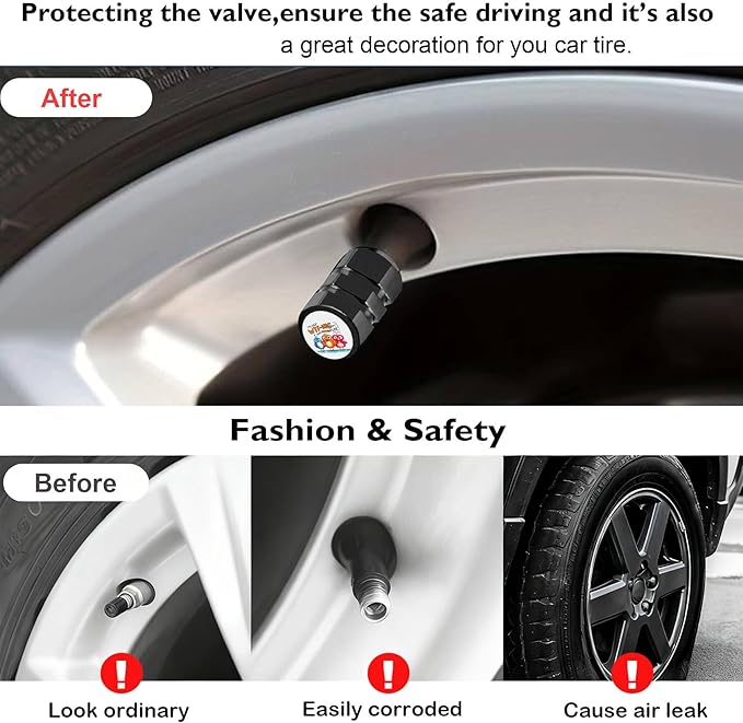 4Pack Tire Valve Stem Caps Glowing Dragon Car Accessories Decor, Tire Air Cap Valve Stem Covers, for Cars Trucks, Bikes, SUV, Motorcycle, Bike More Glowing Dragon Gifts for Men Women