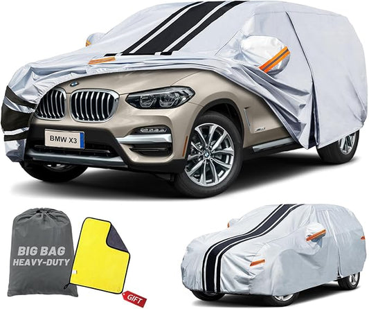 [2025 Upgrade] SUV Car Cover Custom Fit for BMW X3 (2007-2025), Waterproof All Weather for Automobiles Full Exterior Cover Rain Sun Snow UV Protector.